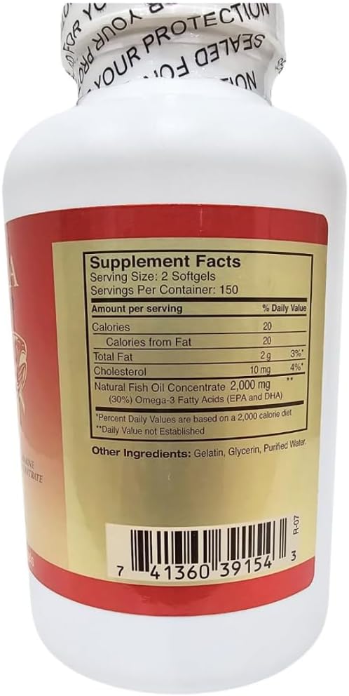 Alaska Deep Sea Fish Oil Omega-3 EPA DHA 1000 mg 300 Softgels