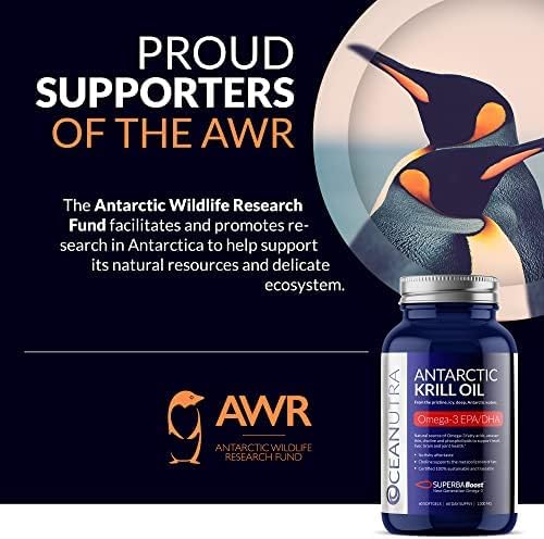 100% Pure Krill Oil 1000mg, Omega 3, Highest Concentration 56% Phospholipids, Choline & Astaxanthin, Sustainable Antarctic SuperbaBoost, DHA, EPA, Heart, Brain, Eye & Skin Care, No Fish Oil