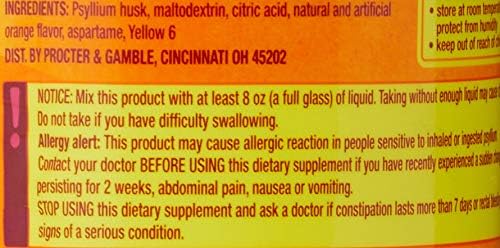 Metamucil, Daily Psyllium Husk Powder Supplement, Sugar-Free Powder, 4-in-1 Fiber for Digestive Health, Orange Flavored Drink, 114 teaspoons, 1.4 Pound (Pack of 2)