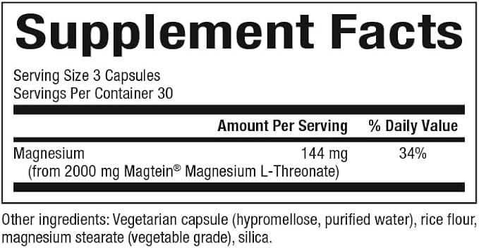 Natural Factors REGENERLIFE® MAGTEIN® Magnesium L-Threonate, 90 Vegetarian Capsules
