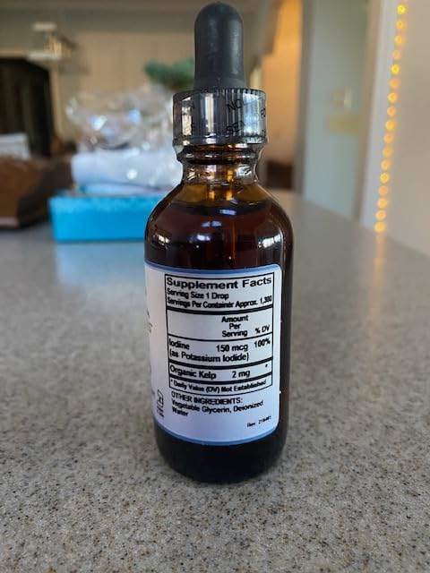 Liquid Iodine 0.3% Solution 2oz - Liquid Supplement with Organic Kelp - Kosher Vegan Iodide Drops Solution