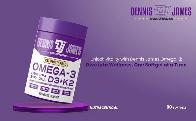 DENNIS JAMES Signature Series Omega-3 | D3+K2 | 90 Softgels | 90 Serving