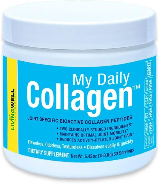 My Daily Collagen: Collagen Peptides Powder with Vitamin C for Joint Support - Perfect for Achy Knees Sore Hands and Knotted Shoulders