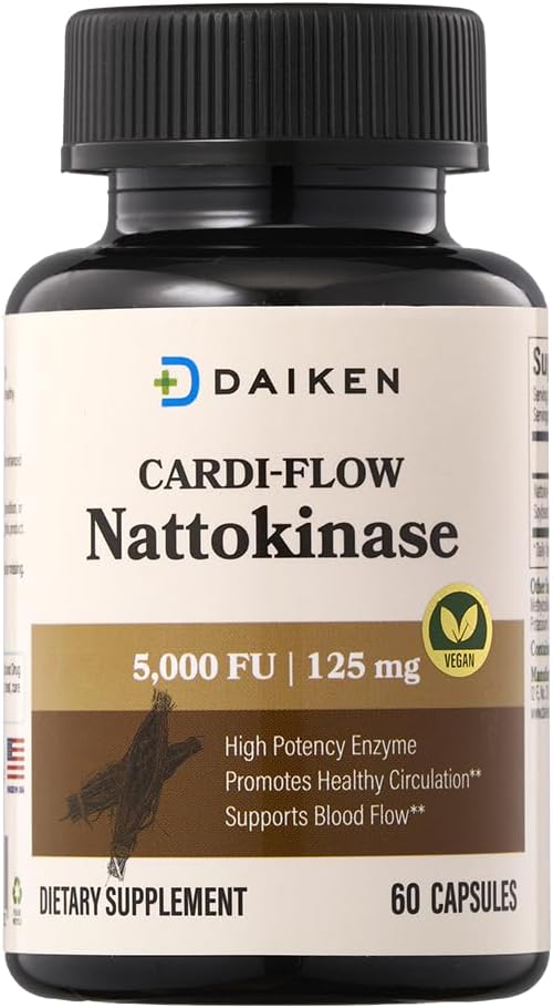 DAIKEN Nattokinase 5,000 FU, High Potency Nattokinase Supplement, Non-GMO & Vegan, Lab Tested, 60 Capsules