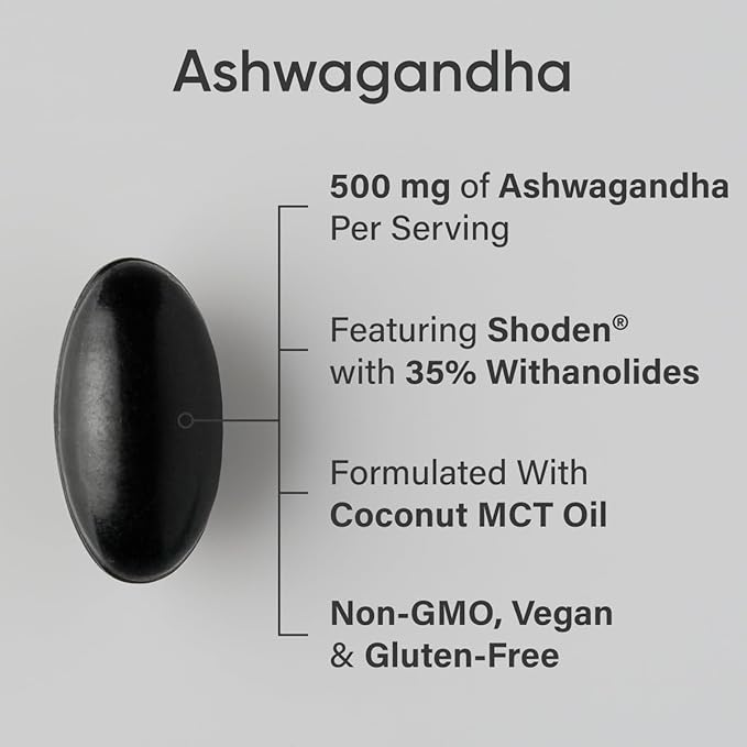 Sports Research® Ashwagandha Softgels with Coconut MCT Oil - Natural Ayurvedic Adaptogen Made with Shoden® Ashwa for Relaxation, Calm & Sleep Support - Gluten Free & Vegan Friendly - 120 Count