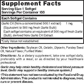 Nature's Blend Garlic Oil 500 mg 100 Softgels