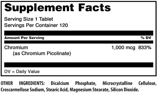 Amazing Formulas Chromium Picolinate | 1000 Mcg Tablets Supplement | Non-GMO | Gluten Free | Made in USA (2 Pack, 120 Count)