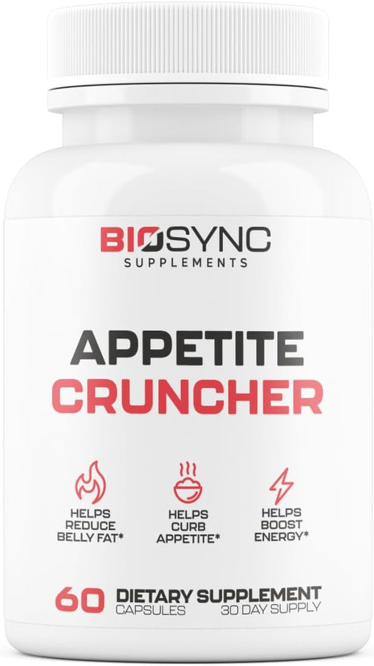 Appetite Cruncher - Weight Loss Pills for Women & Fat Burner for Men to Boost Metabolism, Appetite Suppressant, Carb Blocker | 5 Research Backed Ingredients for Weight Loss - 60 Diet Pills for Adults