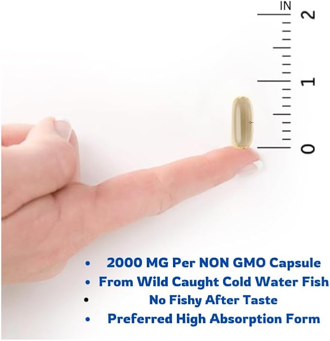 Triple Strength Omega 3 Fish Oil Supplement with 2000 mg, 120 Softgels