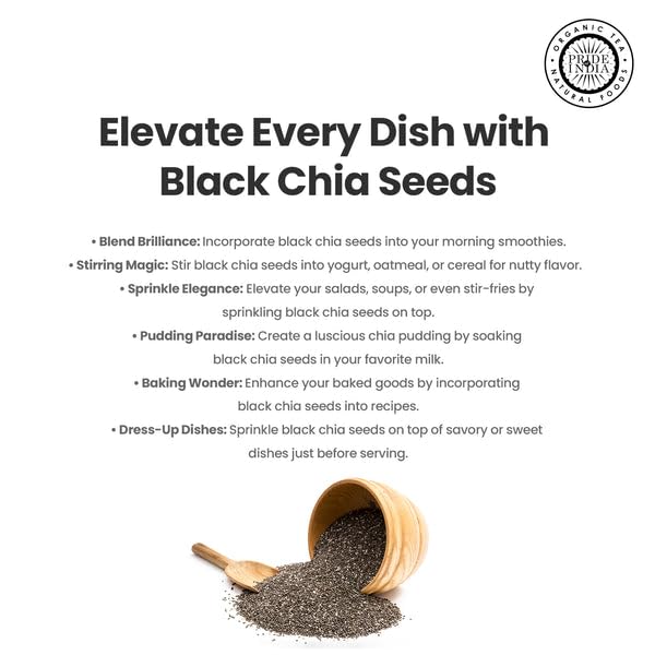 Pride Of India - PACK of 6 - Natural Black Chia Seeds - Omega-3 & Fiber Superfood, 1.25 Pound (20oz) Jar