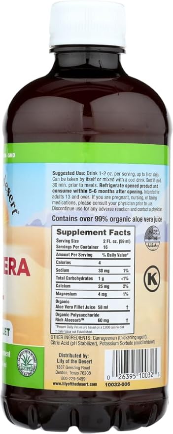 Lily of The Desert Aloe Vera Gel Organic Liquid 32 oz (Pack of 1)