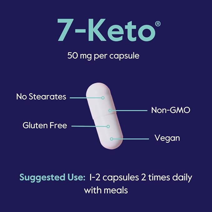 BESTVITE 7-Keto 50 mg DHEA (120 Vegetarian Capsules) - No Stearates