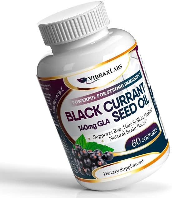 Black Currant Oil 1000mg - Hexane Free – Natural Anti Aging Antioxidant with High GLA Formula – Supports Hair, Skin, Joint & Eye Health – Premium Black Currant Seed Oil Softgel Supplement