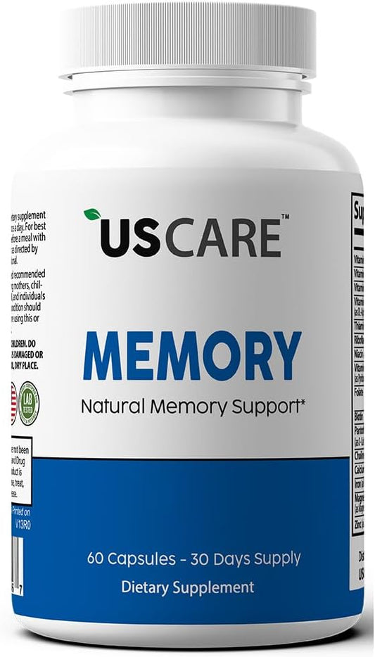 USCare Memory - Natural Memory Support Formulated with 40 Unique Nootropic with Phosphatidylserine, Choline, Bacopa Monnieri and Huperzine A