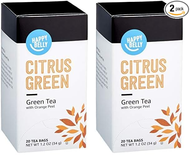 Amazon Brand - Happy Belly Citrus Green Tea Bags, 20 Count (Pack of 2)