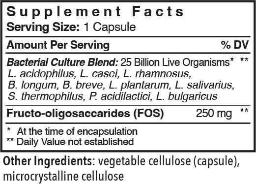Patient One Flora Maintenance | Probiotic Supplement to Aid Balanced Intestinal Flora* | 25 Billion CFU, 10 Probiotic Strains, Prebiotic | 60 Capsules