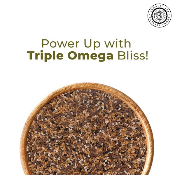 Pride Of India - PACK of 6 - Triple Omega Superseed Mix - Protein, Fiber, Calcium, Iron, Omega-3, Omega-6, & Thiamin Rich Superfood w/Chia Flax & Sesame Seeds, 1.25 Pound (20oz) Jar