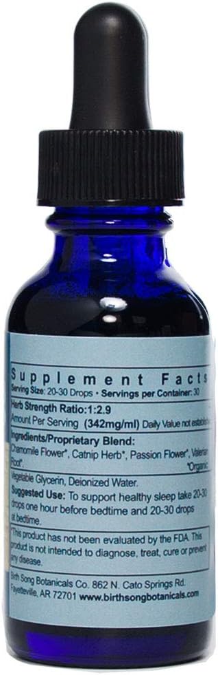 Good Night Tincture, Natural Herbal Sleep Aid Supplement with Valerian Root and Chamomile, 1oz Bottle