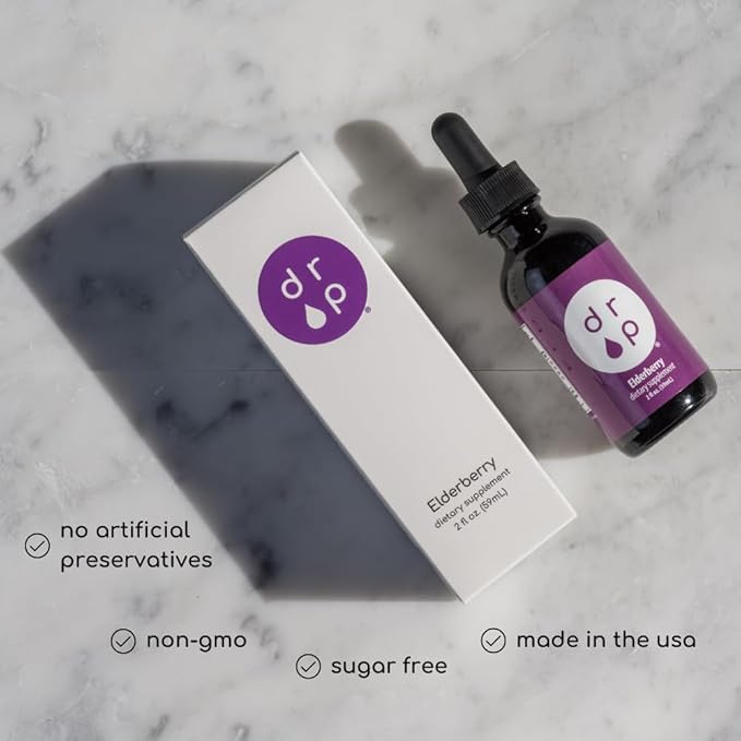 Drop Supplements Liquid Elderberry Drops and Vitamin D3+K2 Drops Bundle