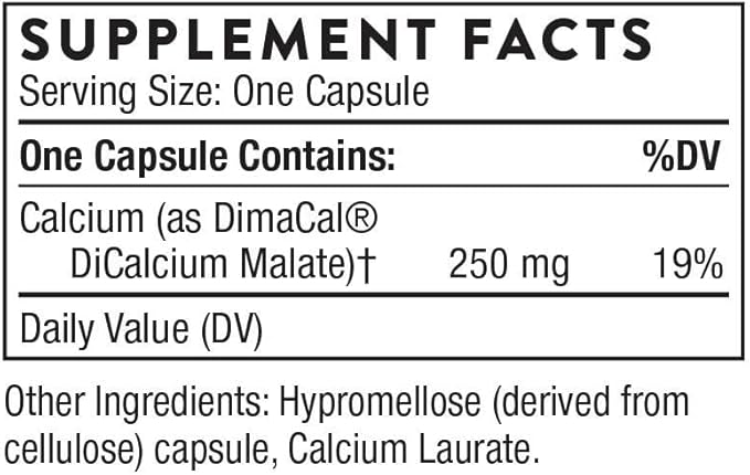 THORNE Calcium - (Formerly DiCalcium Malate) - Chelated Calcium for Enhanced Absorption with DimaCal for Bone Density Support* - 120 Capsules