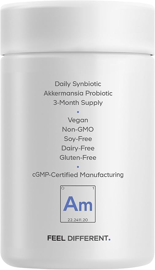 Codeage Akkermansia Synbiotic Supplement - 100 Million AFU Akkermansia Probiotic & Chicory Inulin Prebiotic - Chicory Root - 1 Capsule Per Serving - Non-GMO, Gluten-Free - 30 Capsules