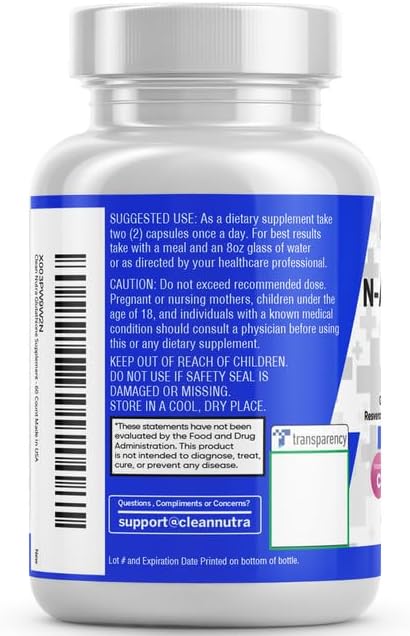 Clean Nutraceuticals Glutathione 500mg Supplement with Vitamin C N Acetyl Cysteine 600mg Berberine 1000mg Resveratrol Quercetin Alpha Lipoic Acid - Reduced L Glutathion Free Form Women 60 Ct USA Made