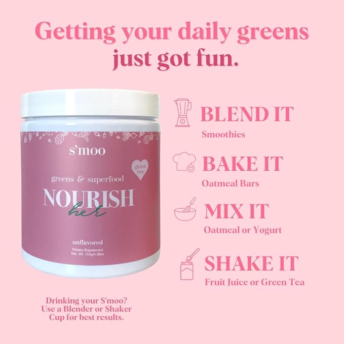 Nourish(her) - Greens Blend Superfood: Super Greens Powder with Spirulina, Chlorella, Beet Root Powder - Gluten Free - Digestive Health, Immunity, Nutrition, Alkalizing, Energizing - 30 Servings