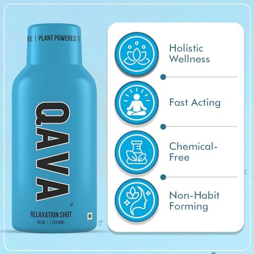 QAVA Relaxation Shots – Kava Kava - 450MG Kavalactones – Sugar-Free, Zero Calories – 55ml each - Pack of 4