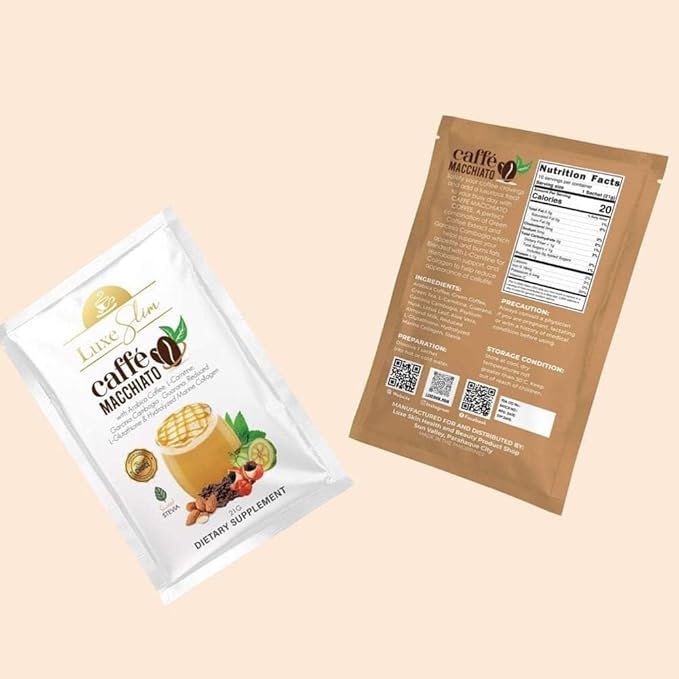 Luxe Slim Cafe Macchiato with Hydrolyzed Collagen & Glutathione, 21g x 10 Sachets, 0.74 Ounce (Pack of 10)