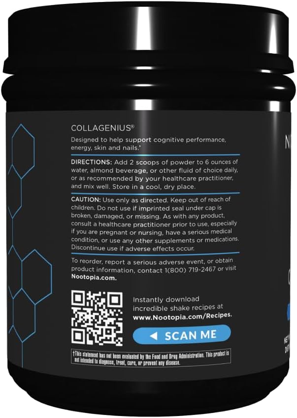 Collagenius v 2.0 - Blended Powder of 4 Mushrooms, Collagen & Superfoods - Brain Supplement Supports Focus, Memory, Hair, Skin - Salted Caramel 15 Servings