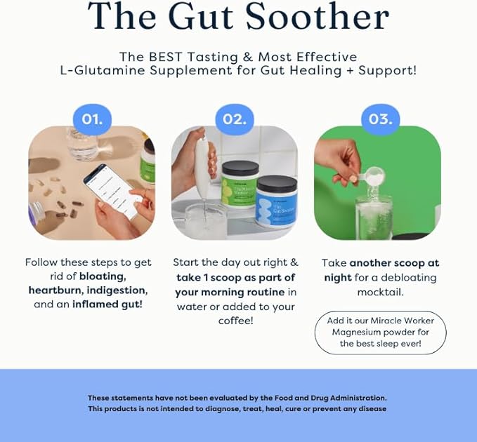 The Gut Soother L-Glutamine Powder Supplement: Restore Gut Lining, Soothe Digestive Discomfort While Promoting Overall Gut Health, 30 Servings (Chocolate)