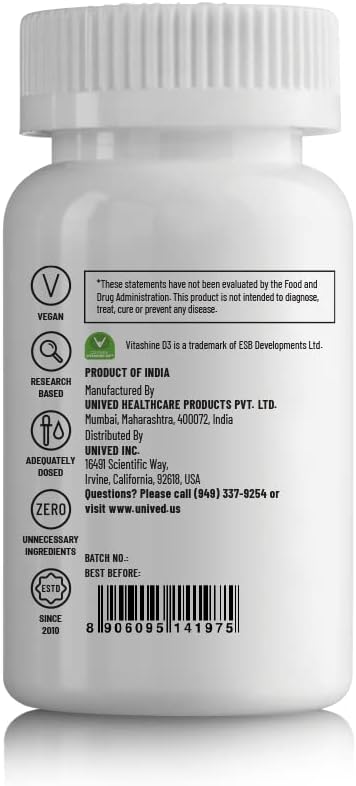 Unived Vegan B12 + D3, B12 (1500mcg Methylcobalamin), D3 (2500IU, Lichen), B9 (500mcg 5-MTHF) & Moringa, Immune Bone & Heart, Energy & Metabolism, 60c