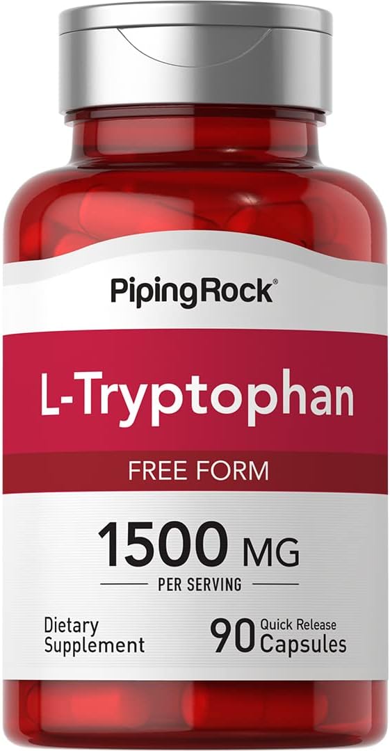 Piping Rock L-Tryptophan 1500 mg | 90 Capsules | Free Form | Non-GMO, Gluten Free Supplement