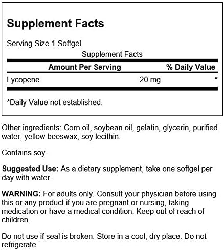 Swanson Lycopene - Natural Supplement Promoting Prostate Health, Heart Health, & Supports Blood Pressure Within The Normal Range - Mens Health Supplement - (60 Softgels) (4 Pack)