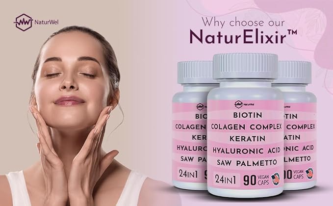 Collagen 1000mg Rhodiola Rosea 2500mg Biotin 10,000mcg, Hyaluronic Acid, DHT Blocker, Vitamin C & E, Folic Acid, Aloe Vera, Quercetin, Green Tea, Keratin, MSM - 90 Count (90 Count (Pack of 1))