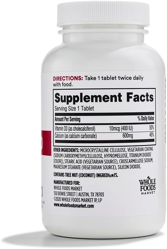 365 by Whole Foods Market, Calcium with Vitamin D3, 120 Vegetarian Tablets, 60-Day Supply