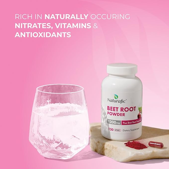 Beetroot Capsules – Nitric Oxide Booster | 1200mg High Nitrate Superfood | Pure Beet Root Powder | Non-GMO, Vegan, Gluten-Free | 120 Capsules | Natural Plant-Based Daily Supplement
