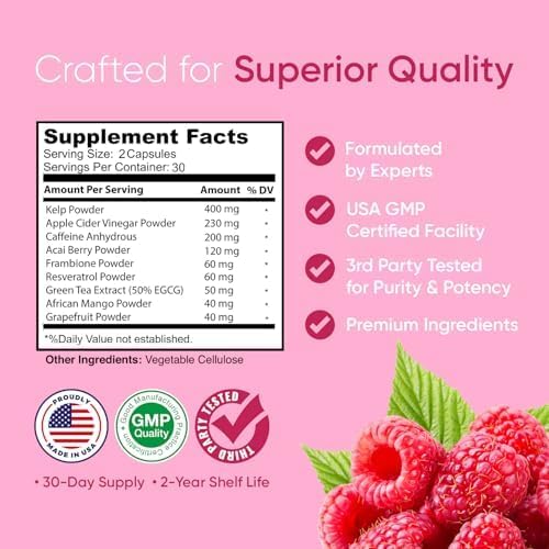 Razburn Weight Management Supplement, Green Tea Extract, Caffeine & Botanical Blend, Energy & Metabolism Support Pills for Men & Women, 60 Capsules