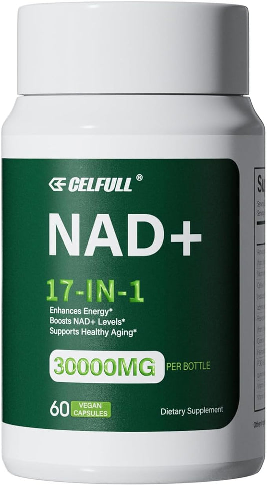 CELFULL NAD Supplement for Women with NADH,Resveratrol,Nicotinamide Riboside,Quercetin-NAD+ Boosting for Anti Aging Cellular Energy &Stamina-30000mg/Bottle
