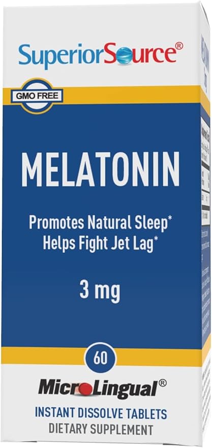 Superior Source Melatonin 3 mg - Healthy Sleep Support Supplement for Adults - Melatonin Formula with Chamomile Aids Relaxation & Restful Sleep - 60 Sublingual Dissolving Tablets