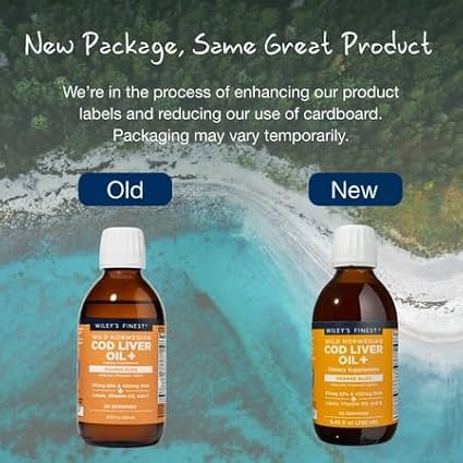 Wiley's Finest Cod Liver Oil - Orange Flavored Omega-3 Fish Oil Supplement - 765mg Omega-3s - 8.45 Oz (50 Servings)