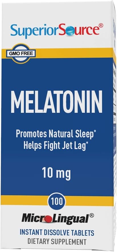 Superior Source Melatonin 10 mg - Healthy Sleep Support Supplement for Adults - Melatonin Formula with Chamomile Aids Relaxation & Restful Sleep - 100 Sublingual Dissolving Tablets