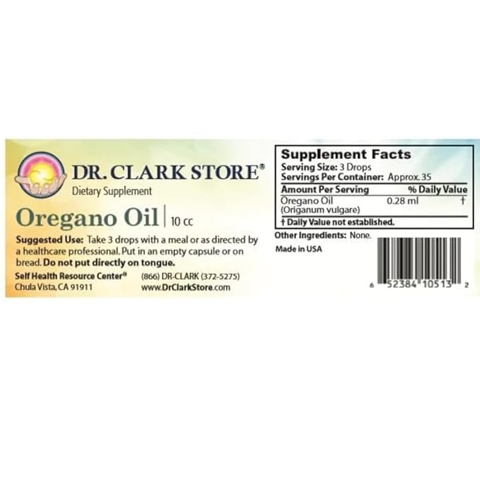 Dr. Clark 100% Pure Oregano Oil – 10cc, Natural Antioxidant & Immune Support