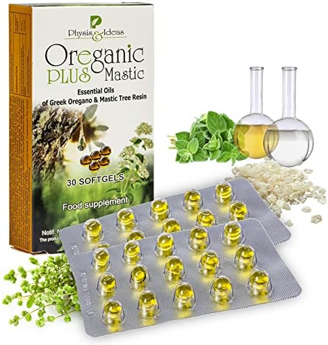Oreganic Plus Mastic - Oregano Essential Oil Capsules & Chios Mastic Gum Oil - Wild Oregano Oil Capsules Organic - Immune Booster and Intestinal Support - Non-GMO - 30 Count Blister