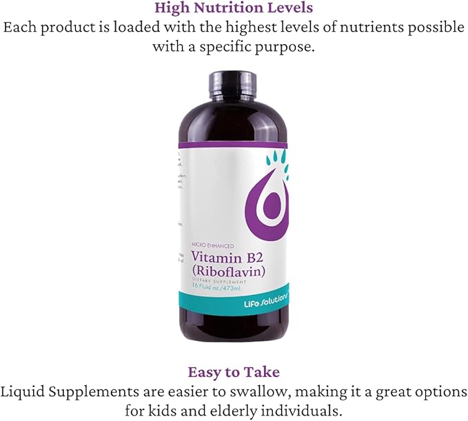 Vitamin B2 - Liquid Dietary Supplement with 50mg Riboflavin Per Serving - Highly Bioavailable, Pharmacist Formulated, Rapid-Sorb Technology for Efficient Nutrient Absorption - 16 fl oz