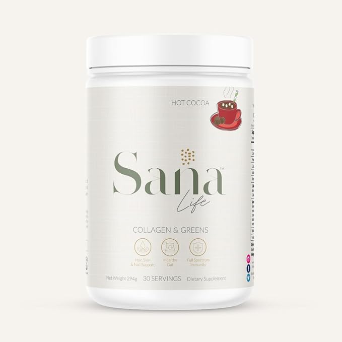 Collagen & Greens Powder, Multi-Collagen Supplement with Hyaluronic Acid for Skin, Hair, Nail & Gut Health - 30 Servings (Hot Cocoa)