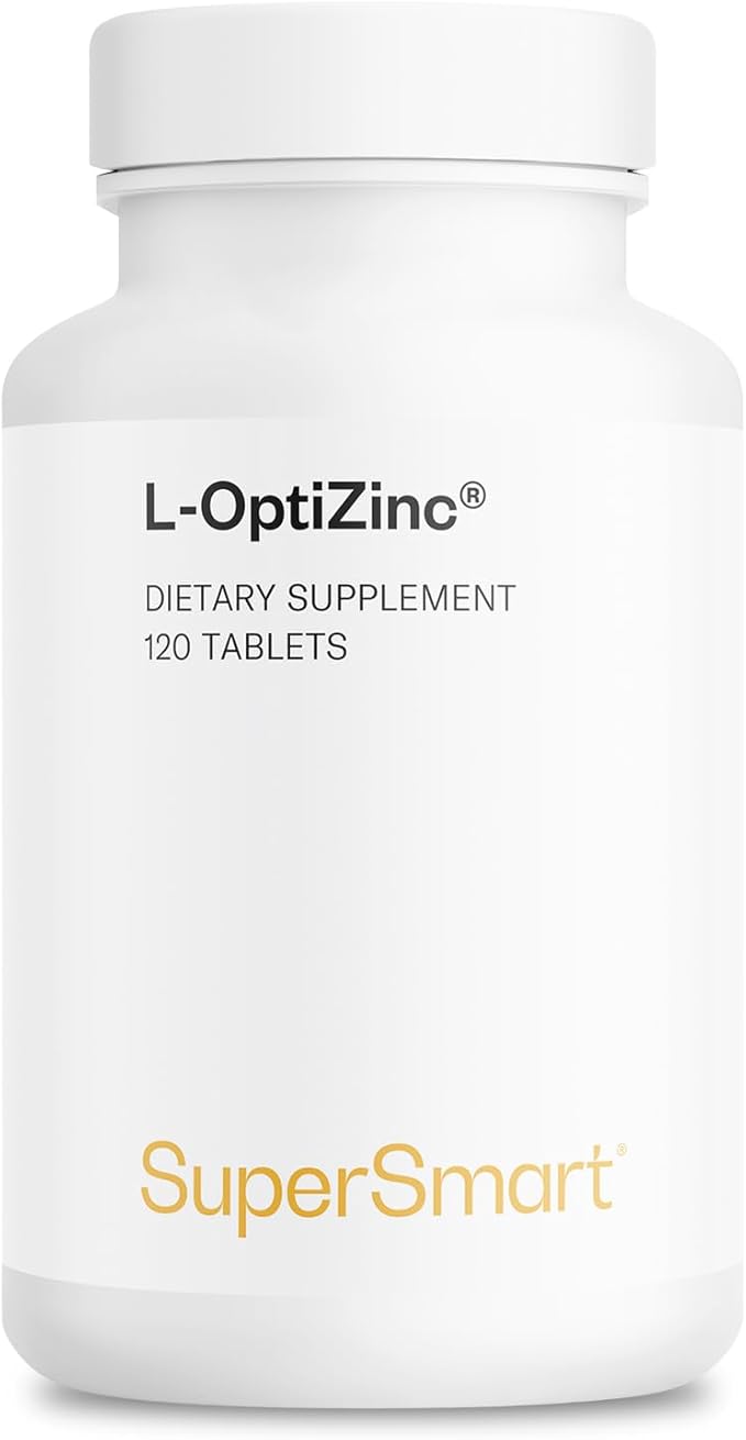 SuperSmart - L-OptiZinc 30mg per Day (Patented & Highly Bioavailable) - Zinc Methionine Supplement - Natural Sweet Taste | Non-GMO & Gluten Free - 120 Tablets