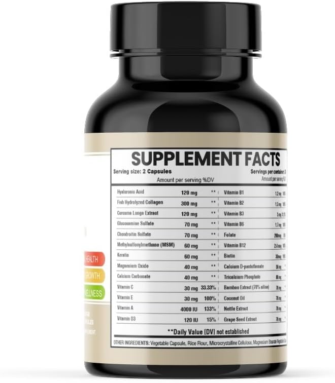 Evernatura Biotin Complex with Collagen, Keratin & Hyaluronic Acid, 120 Veggie Capsules, 25,000 Beauty Complex for Hair, Skin & Nail Health (1)