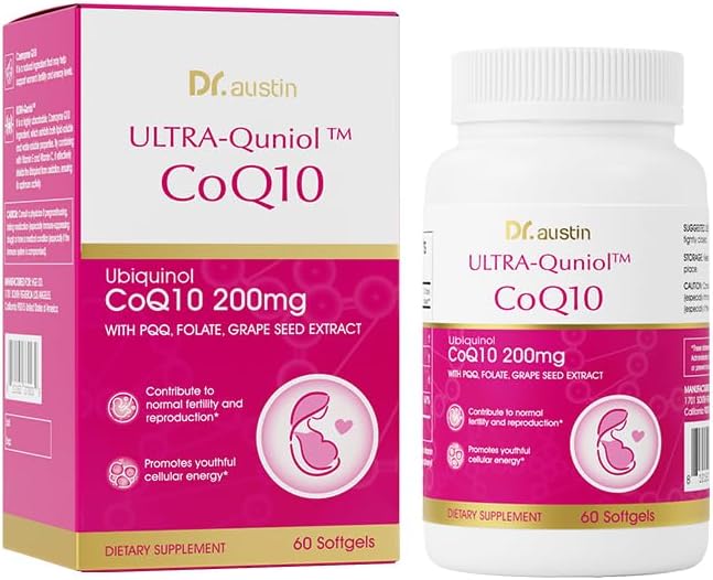 DRAUSTIN Coenzyme Q10 Preparation for Pregnancy Reduction 200mg Mitochondrial PQQ Folic Acid Imported from The United States, 60 Count