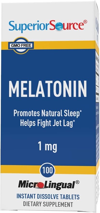 Superior Source Melatonin 1 mg - Healthy Sleep Support Supplement for Adults - Melatonin Formula with Chamomile Aids Relaxation & Restful Sleep - 100 Sublingual Dissolving Tablets